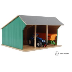 Wooden Farm shed Toy for 3 tractors in 1:32 scale