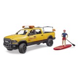 Bruder Toys 02506 RAM 2500 Power Wagon Life Guard with figure - Stand Up Paddle and Light & Sound Module Scale 1:16