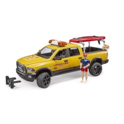Bruder Toys 02506 RAM 2500 Power Wagon Life Guard with figure - Stand Up Paddle and Light & Sound Module Scale 1:16