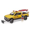 Bruder Toys 02506 RAM 2500 Power Wagon Life Guard with figure - Stand Up Paddle and Light & Sound Module Scale 1:16