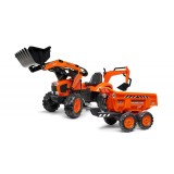 Falk Kubota M135GX Pedal backhoe Loader with Front Loader, Rear Excavator and Maxi Tilt trailer, Ride-on +3 years FA2090W