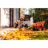 Falk Kubota M135GX Pedal backhoe Loader with Front Loader, Rear Excavator and Maxi Tilt trailer, Ride-on +3 years FA2090W