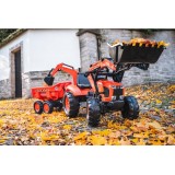 Falk Kubota M135GX Pedal backhoe Loader with Front Loader, Rear Excavator and Maxi Tilt trailer, Ride-on +3 years FA2090W