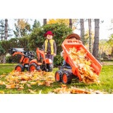 Falk Kubota M135GX Pedal backhoe Loader with Front Loader, Rear Excavator and Maxi Tilt trailer, Ride-on +3 years FA2090W