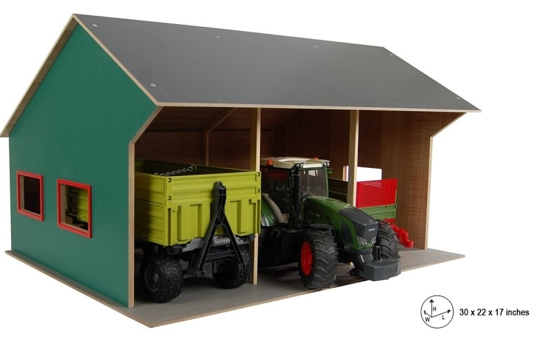Kids Globe 1:16 Scale Farm Shed Toy For 3 Vehicles KG610260