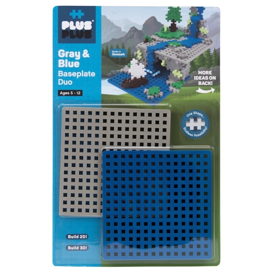 PlusPlus 05040 Baseplate Duo - Gray and Blue - DIY Kit
