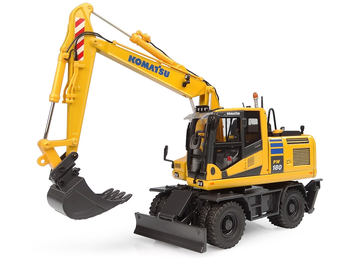 Universal Hobbies 1/50 Scale Komatsu PW148-11 Wheeled Excavator w/Standard Bucket & Hydraulic Breaker Diecast Replica UH8163