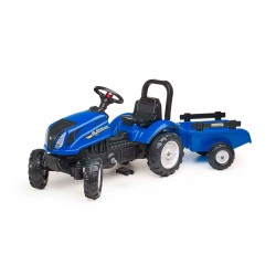 New Holland T6 Pedal Tractor by Falk with Trailer and Opening Hood, Ride-on for Kids ages 2+ FA3080AB
