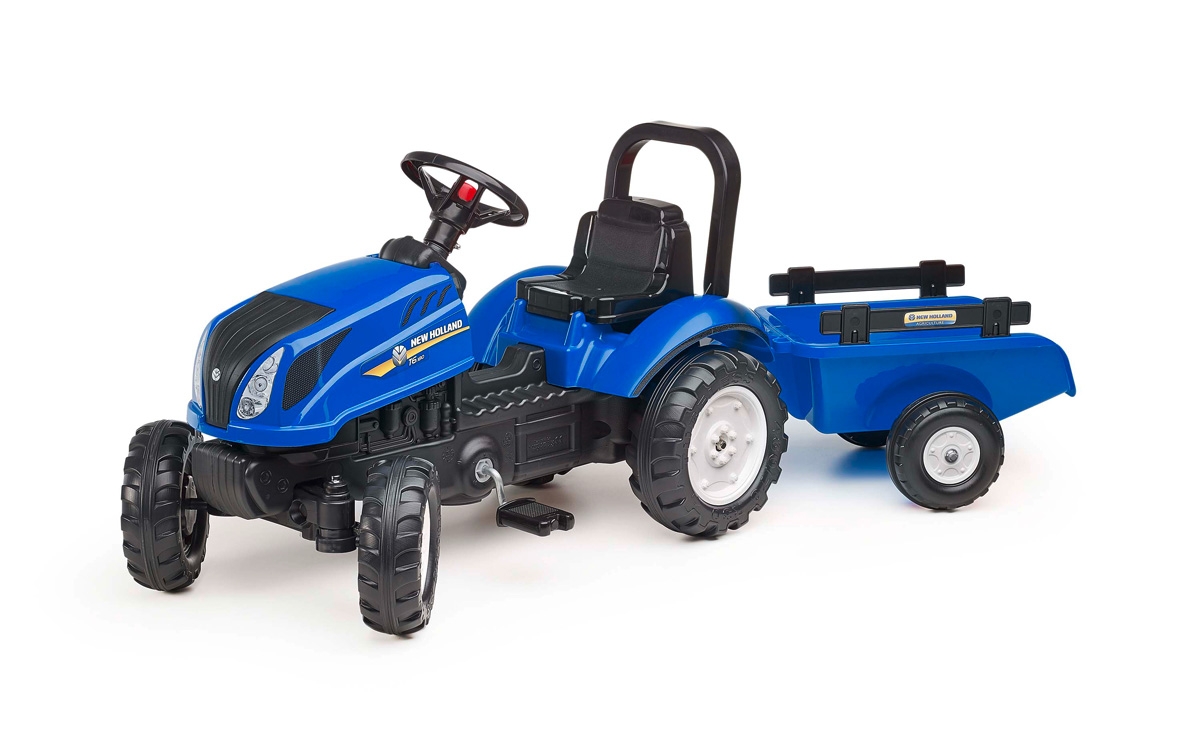 Falk New Holland T6 Pedal Tractor with Trailer, Ride-on + 2 years FA3080AB