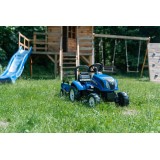 New Holland T6 Pedal Tractor by Falk with Trailer and Opening Hood, Ride-on for Kids ages 2+ FA3080AB