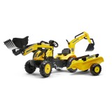 Komatsu Pedal Backhoe by Falk with Rear Excavator and Trailer, Ride-on for Kids Ages 2+FA2076N