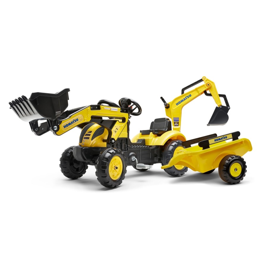Komatsu Pedal Backhoe Ride-on with Rear Excavator and Trailer, Construction Toy for Kids Ages 2+FA2076N