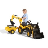 Komatsu Pedal Backhoe Ride-on with Rear Excavator and Trailer, Construction Toy for Kids Ages 2+FA2076N