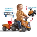 Case CE Tractor Push Ride-on Toy with Trailer, Rake and Shovel, Horn & Stickers, for Toddler Ages 1+ FA297C
