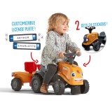Case CE Tractor Push Ride-on Toy with Trailer, Rake and Shovel, Horn & Stickers, for Toddler Ages 1+ FA297C
