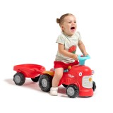 2-in-1 Toddler Push Walker Ride-On Toy with Trailer, Storage & Horn, Baby Walking Aid & Ride-On Tractor Ages 1-3 FA900C