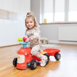 2-in-1 Toddler Push Walker Ride-On Toy with Trailer, Storage & Horn, Baby Walking Aid & Ride-On Tractor Ages 1-3 FA900C