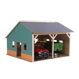 Kids Globe 1:16 scale Wooden Farm Shed Toy For 2 Tractors with Hayloft KG610338
