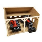 Kids Globe 1:16 scale Wooden Farm Shed Toy For 2 Tractors with Hayloft KG610338