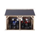 Kids Globe 1:16 scale Wooden Farm Shed Toy For 2 Tractors with Hayloft KG610338