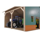 Kids Globe 1:16 scale Wooden Farm Shed Toy For 2 Tractors with Hayloft KG610338