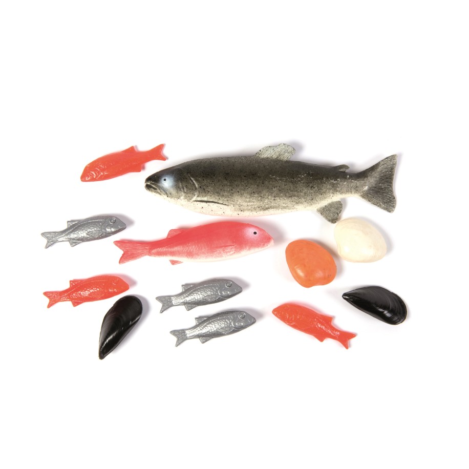 Realistic Fish Play Food Set for Toddlers, 12-Piece Play Kitchen Food for Ages 2+