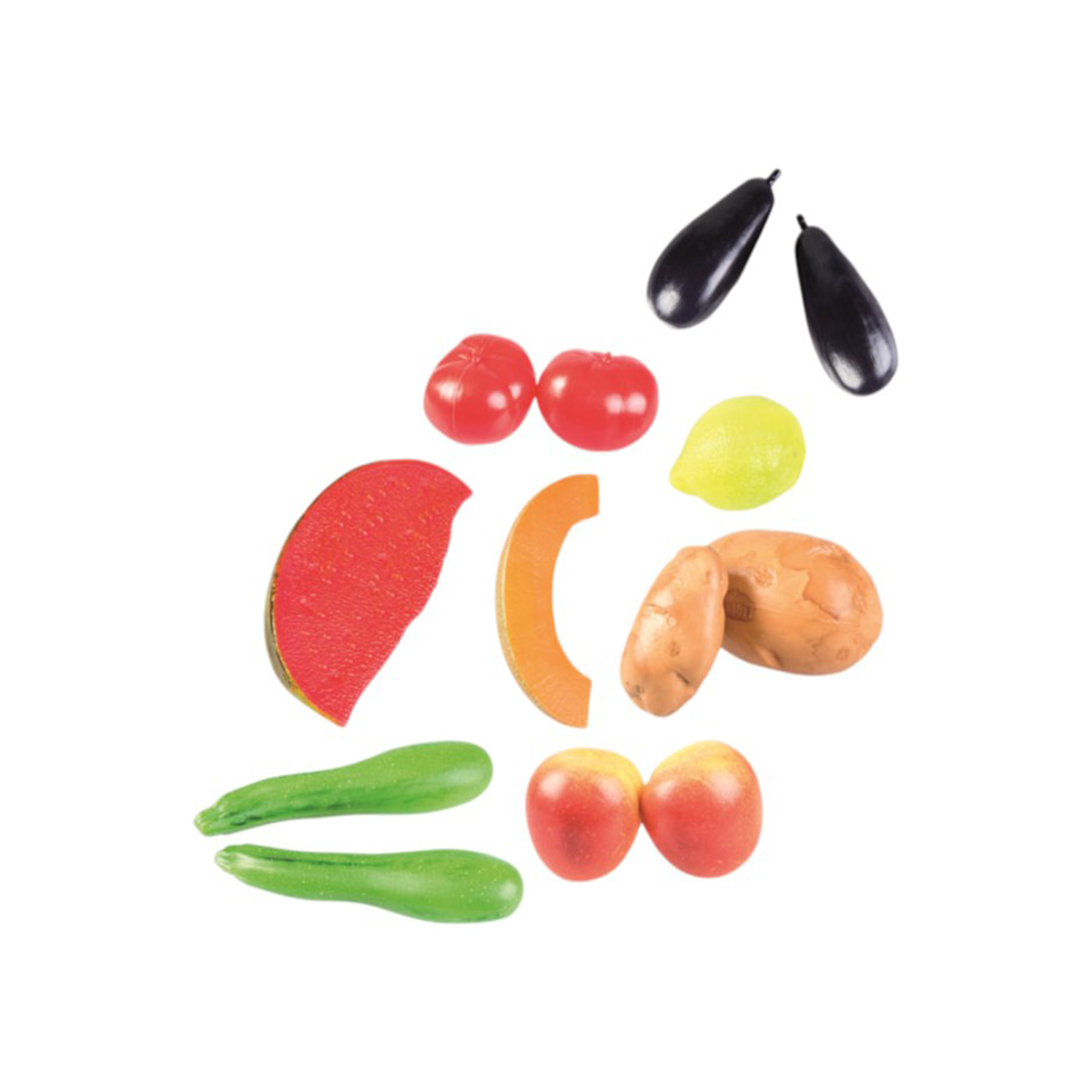 Fruits & Vegetables Summer Play Food Set, 13-pieces Realistic Pretend Food Toys for Toddlers Ages 2+ LAP41046