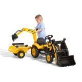 Komatsu Pedal Tractor Ride-On Toy with Front Loader, Rear Excavator & Detachable Trailer for Kids Ages 2+ FA2076N