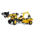 Komatsu Pedal Tractor Ride-On Toy with Front Loader, Rear Excavator & Detachable Trailer for Kids Ages 2+ FA2076N