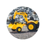 Komatsu Pedal Tractor Ride-On Toy with Front Loader, Rear Excavator & Detachable Trailer for Kids Ages 2+ FA2076N
