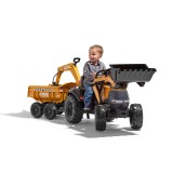 Case CE 580 Super N Pedal Tractor Ride-On Toy with Front Loader, Rear excavator & Dumper Trailer for Kids Ages 3+ FA997W