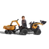 Case CE 580 Super N Pedal Tractor Ride-On Toy with Front Loader, Rear excavator & Dumper Trailer for Kids Ages 3+ FA997W