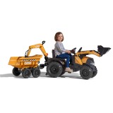 Case CE 580 Super N Pedal Tractor Ride-On Toy with Front Loader, Rear excavator & Dumper Trailer for Kids Ages 3+ FA997W
