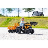 Case CE 580 Super N Pedal Tractor Ride-On Toy with Front Loader, Rear excavator & Dumper Trailer for Kids Ages 3+ FA997W