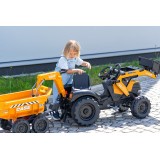 Case CE 580 Super N Pedal Tractor Ride-On Toy with Front Loader, Rear excavator & Dumper Trailer for Kids Ages 3+ FA997W