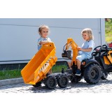 Case CE 580 Super N Pedal Tractor Ride-On Toy with Front Loader, Rear excavator & Dumper Trailer for Kids Ages 3+ FA997W