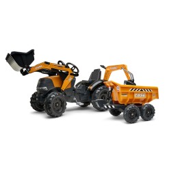 Case CE 580 Super N Pedal Tractor Ride-On Toy with Front Loader, Rear excavator & Dumper Trailer for Kids Ages 3+ FA997W