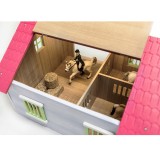 Kids Globe 1:24 Scale Wooden Horse stable Toy With 2 Stalls, Pink Equestrian barn KG610168