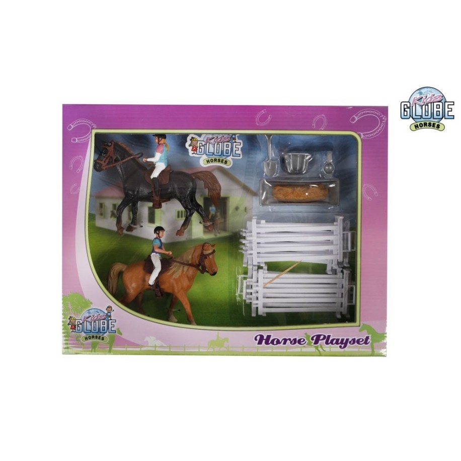 Kids Globe 1:24 Scale 2 Horses with Riders and Accessories Playset KG640072