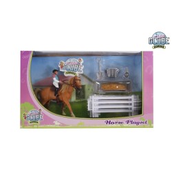 Kids Globe 1:24 Scale Brown Horse with Rider and Accessories KG640073