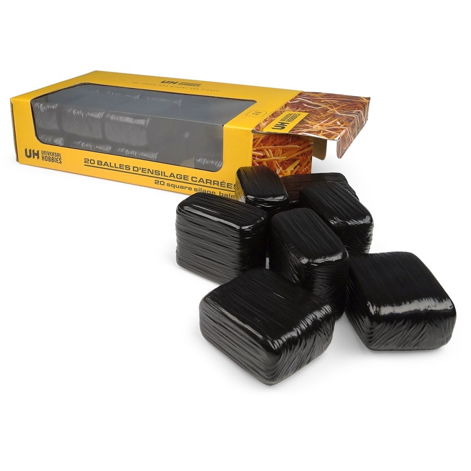 Universal Hobbies 1:32 Scale Pack of 20 Black Wrapped Square Silage Bales UH6882