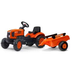 Kubota M7171 Pedal Tractor Ride-On by Falk with Detachable Trailer for Kids ages 2+ FA2065AB