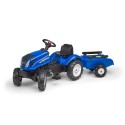 New Holland T6 Pedal Tractor by Falk with Trailer and Opening Hood, Ride-on for Kids ages 2+ FA3080AB