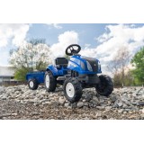 New Holland T6 Pedal Tractor by Falk with Trailer and Opening Hood, Ride-on for Kids ages 2+ FA3080AB