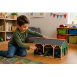 Kids Globe 1:16 Scale Wooden Farm shed Toy for 3 tractors with Hayloft KG610340