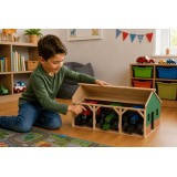 Kids Globe 1:16 Scale Wooden Farm shed Toy for 3 tractors with Hayloft KG610340