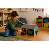 Kids Globe 1:16 scale Wooden Farm Shed Toy For 2 Tractors with Hayloft KG610338