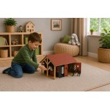 Opening wood horse stable toy